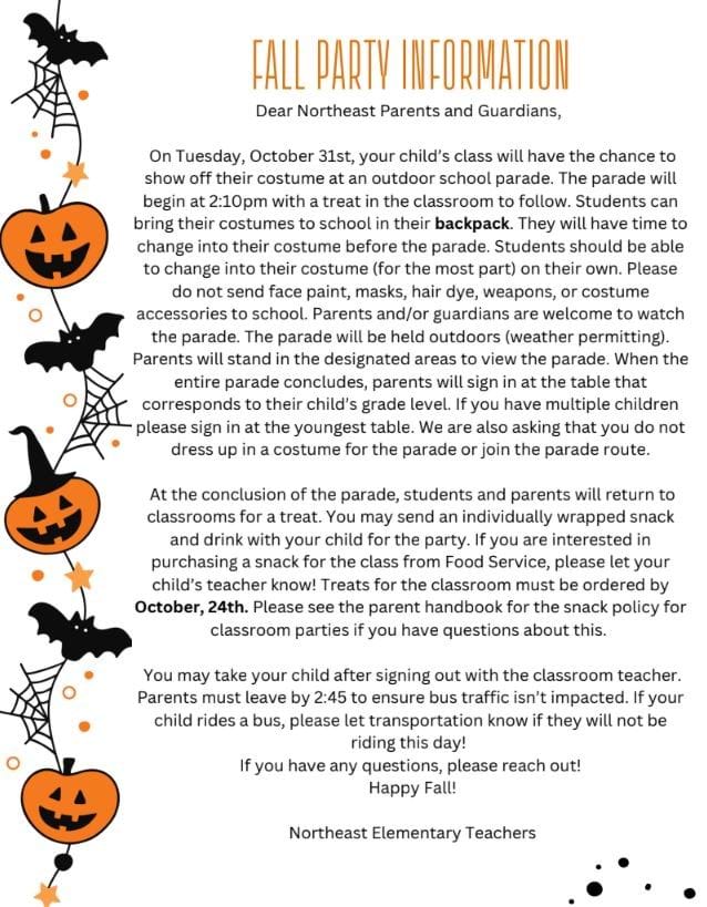 Fall Party Information